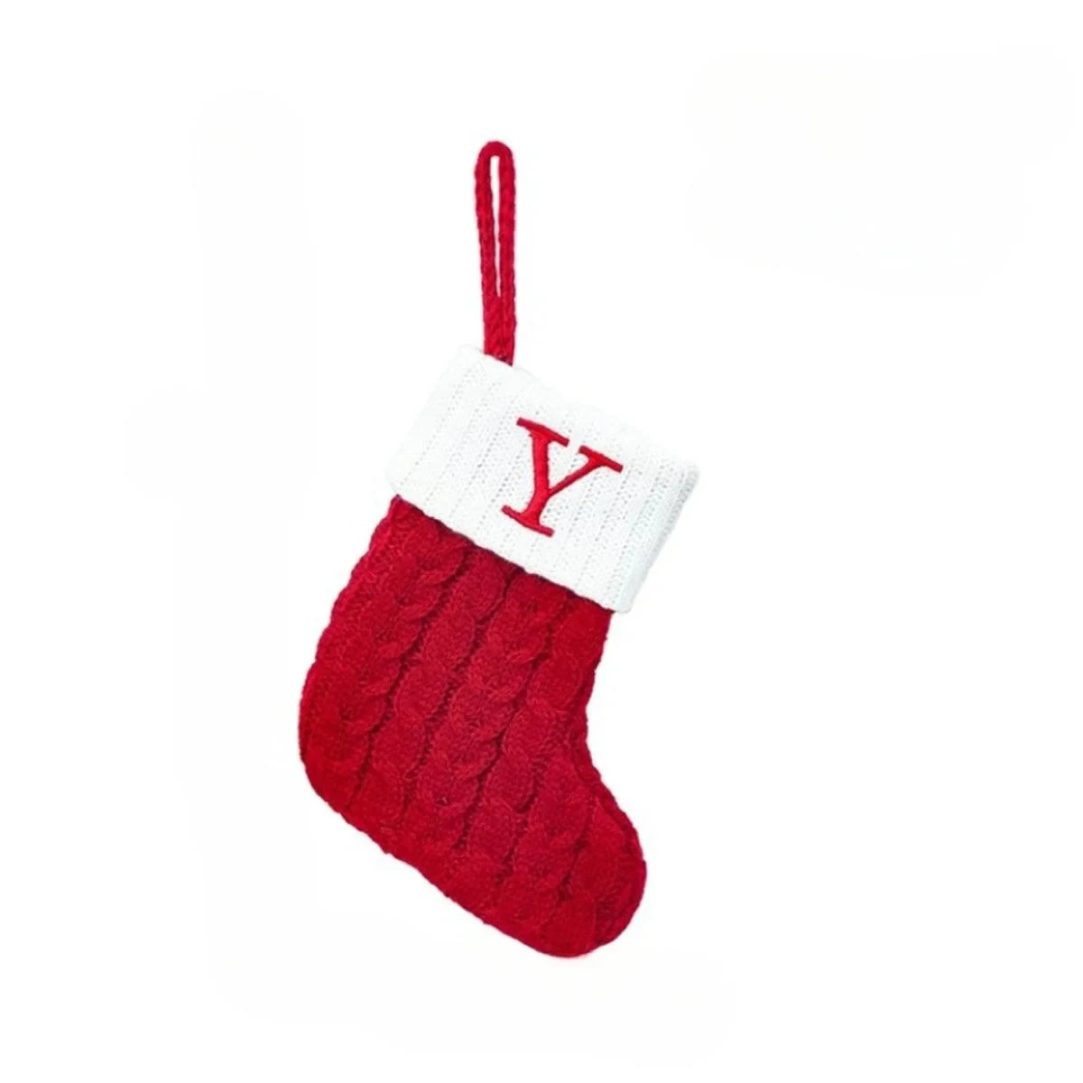 Personalized Christmas Stocking with Cable Knit Design and Embroidered Initial - Image 16