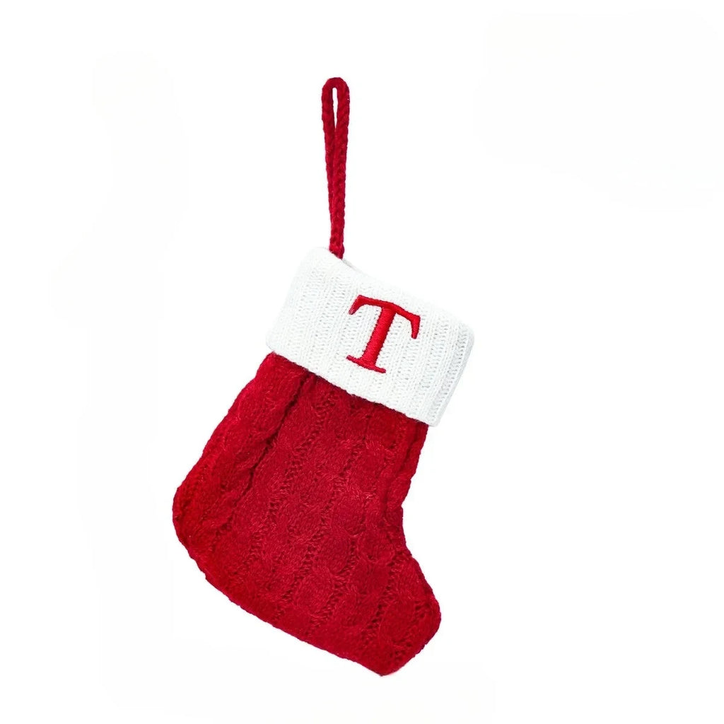 Personalized Christmas Stocking with Cable Knit Design and Embroidered Initial - Image 18