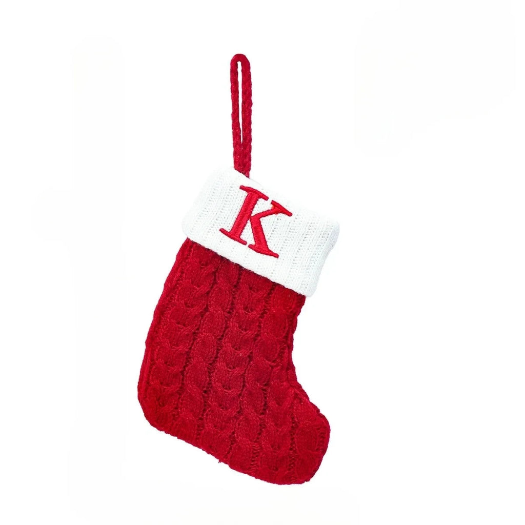 Personalized Christmas Stocking with Cable Knit Design and Embroidered Initial - Image 19