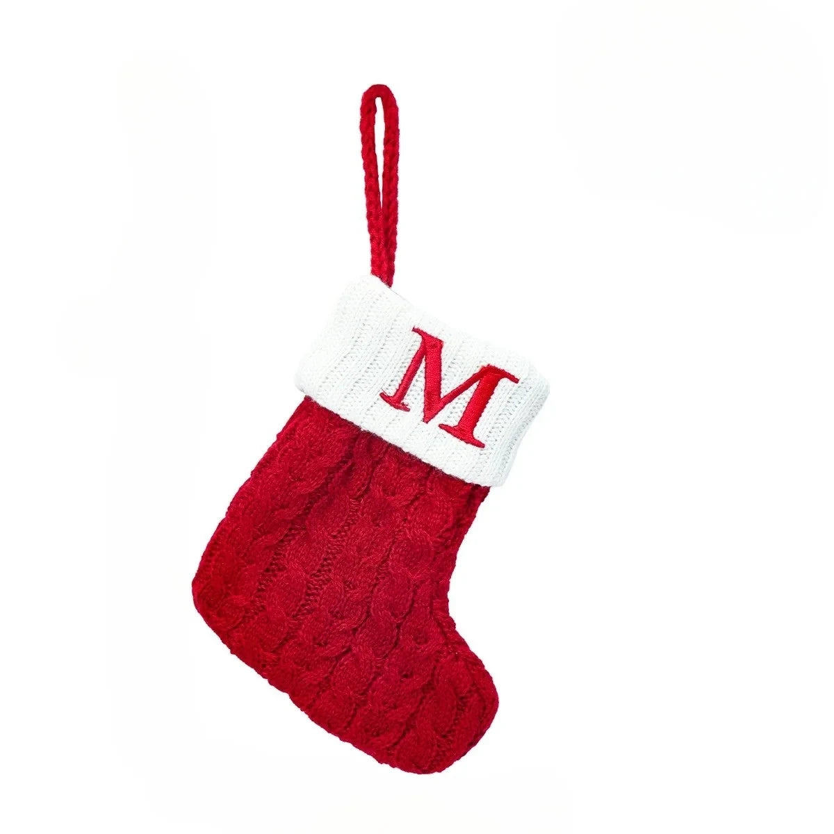 Personalized Christmas Stocking with Cable Knit Design and Embroidered Initial - Image 23