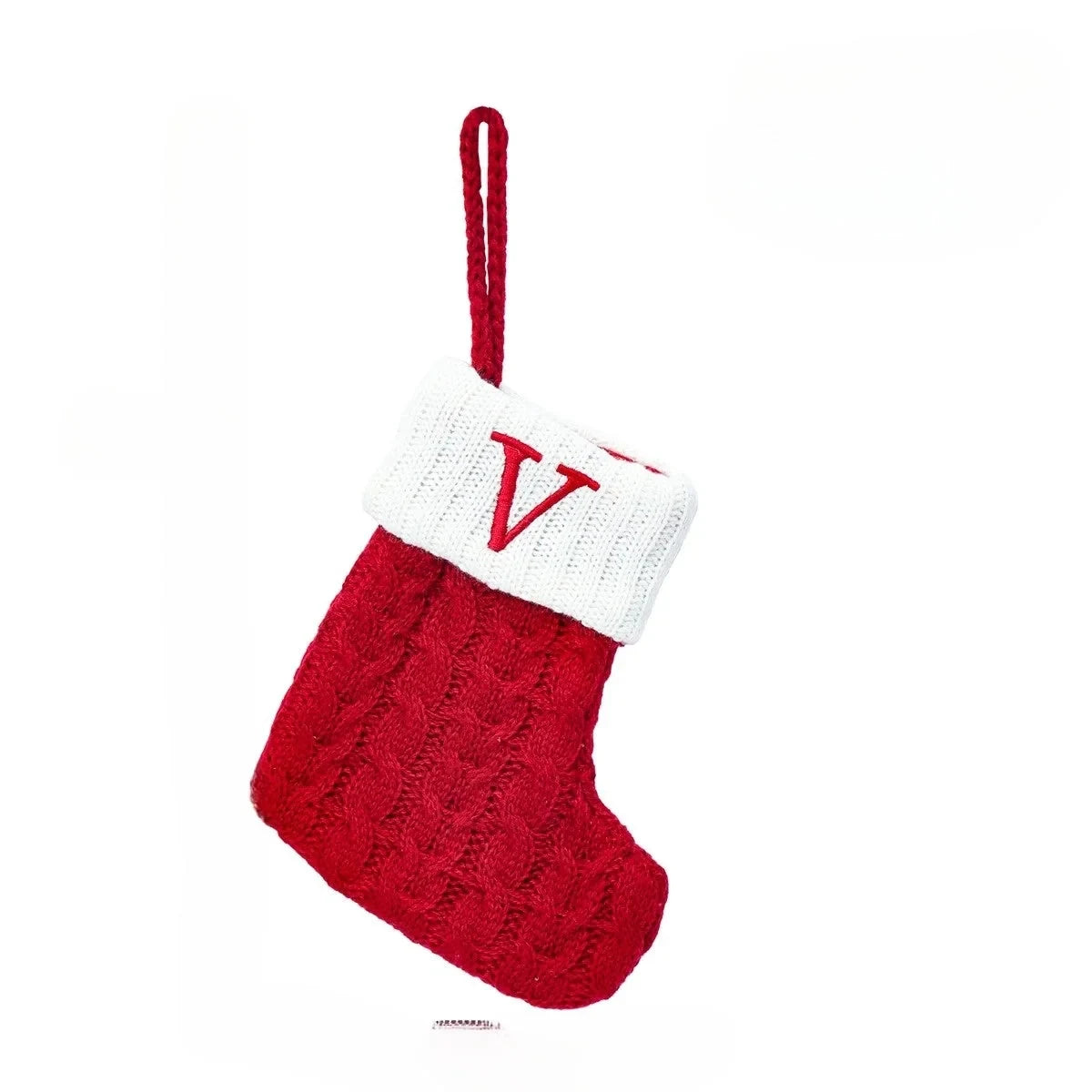 Personalized Christmas Stocking with Cable Knit Design and Embroidered Initial - Image 24
