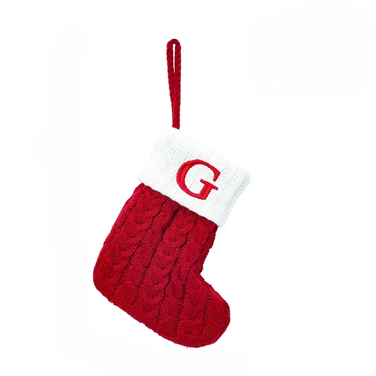 Personalized Christmas Stocking with Cable Knit Design and Embroidered Initial - Image 25
