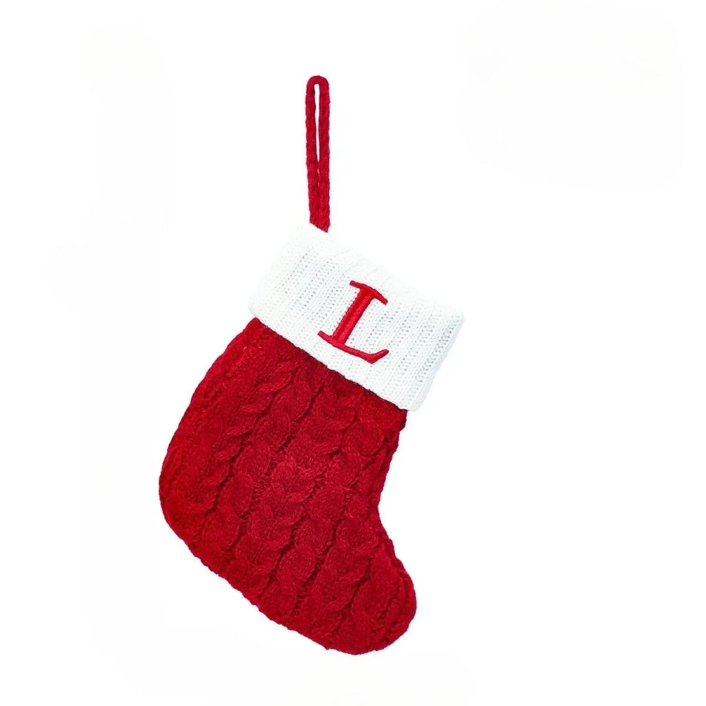 Personalized Christmas Stocking with Cable Knit Design and Embroidered Initial - Image 26