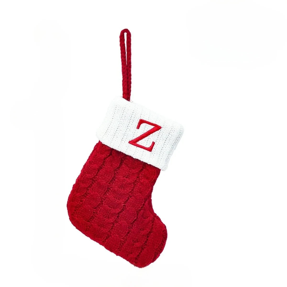 Personalized Christmas Stocking with Cable Knit Design and Embroidered Initial - Image 27