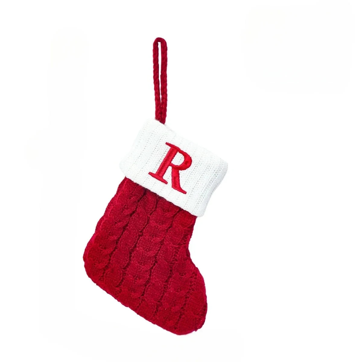 Personalized Christmas Stocking with Cable Knit Design and Embroidered Initial - Image 29