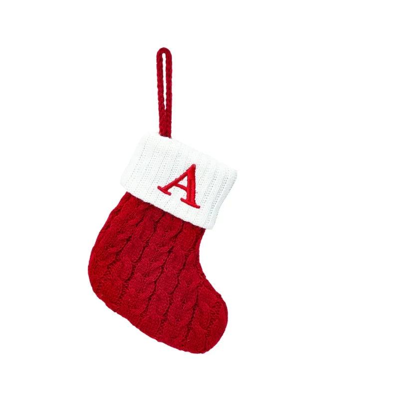 Personalized Christmas Stocking with Cable Knit Design and Embroidered Initial - Image 4