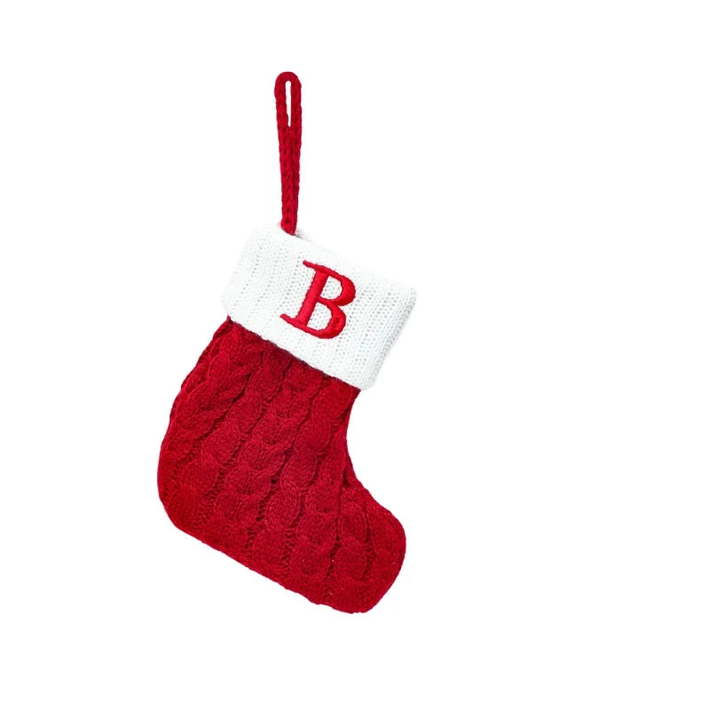 Personalized Christmas Stocking with Cable Knit Design and Embroidered Initial - Image 5