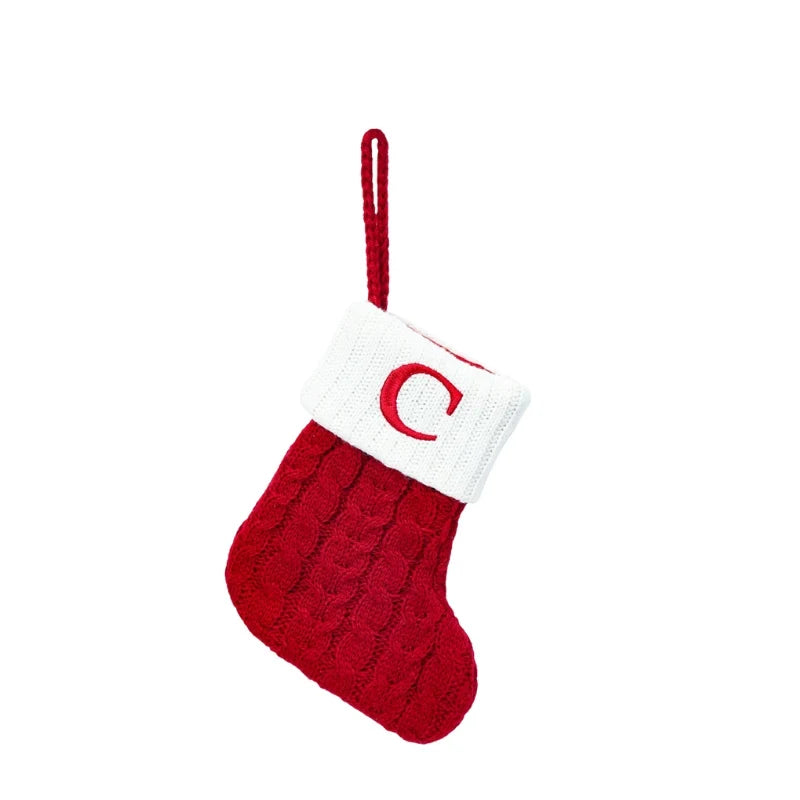 Personalized Christmas Stocking with Cable Knit Design and Embroidered Initial - Image 6