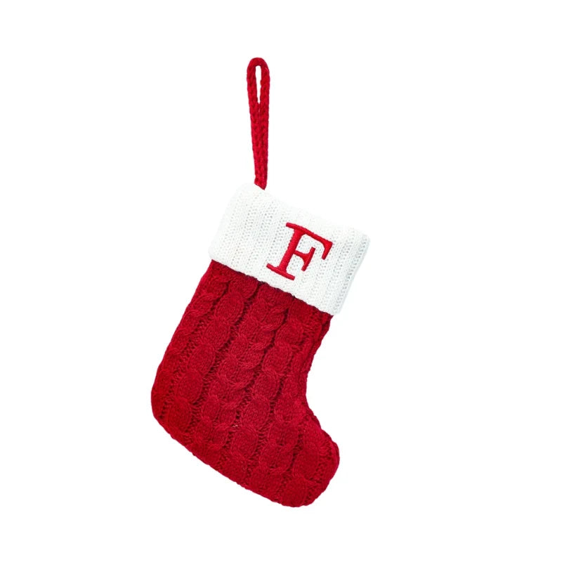 Personalized Christmas Stocking with Cable Knit Design and Embroidered Initial - Image 9