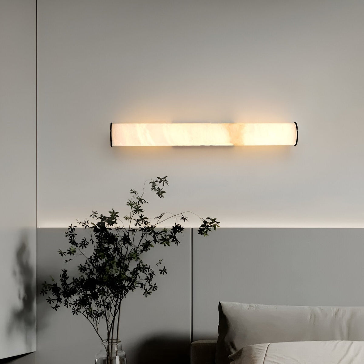 Plug-in Wall Sconce Lighting with Marbled Cylinder Shade Candle - Image 12