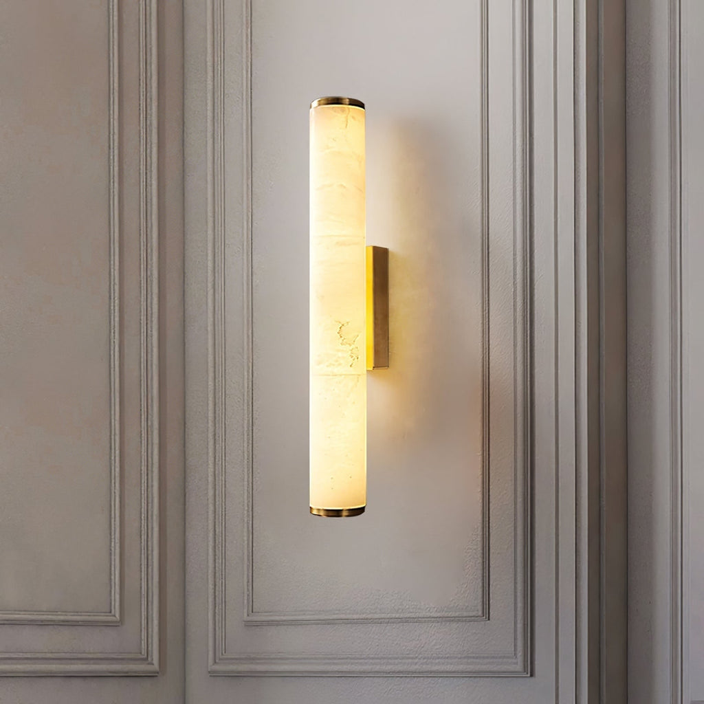 Plug-in Wall Sconce Lighting with Marbled Cylinder Shade Candle - Image 5