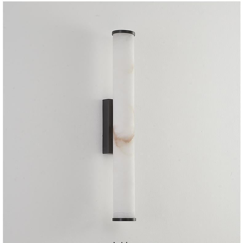 Plug-in Wall Sconce Lighting with Marbled Cylinder Shade Candle - Image 9