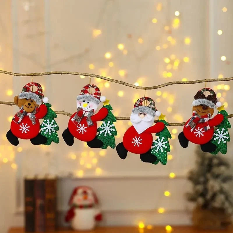 Plush Christmas Ornaments with Dangling Legs and Gold Hanging Loop for Tree Decorations - Image 1