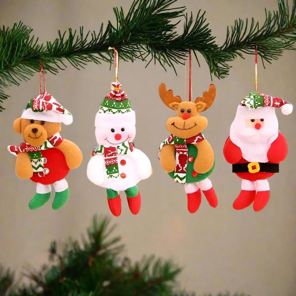 Plush Christmas Ornaments with Dangling Legs and Gold Hanging Loop for Tree Decorations - Image 2
