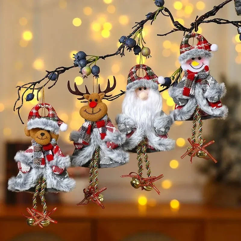 Plush Christmas Ornaments with Dangling Legs and Gold Hanging Loop for Tree Decorations - Image 3