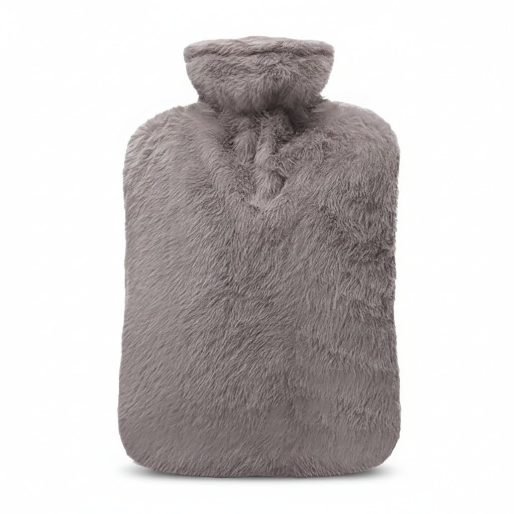 Plush Hot Water Bottle Heat Therapy Bag Faux Fur Removable Cover Portable 2 Liter - Image 7