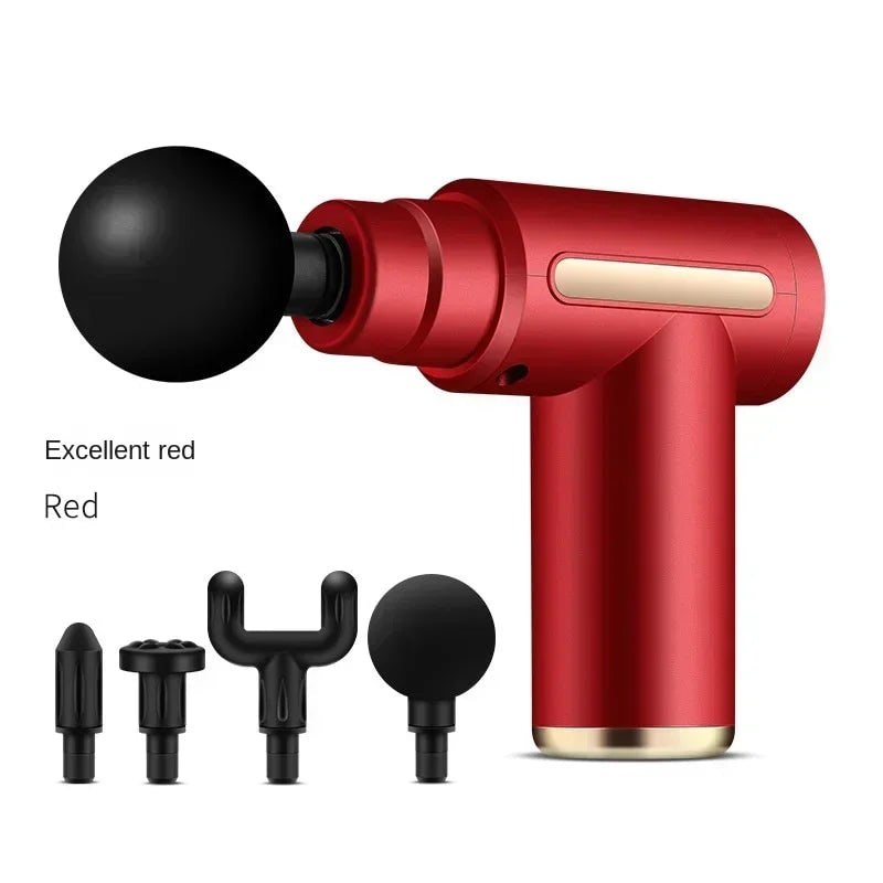 Portable Mini Handheld Massage Gun USB Rechargeable LED Display Four Heads - Image 5