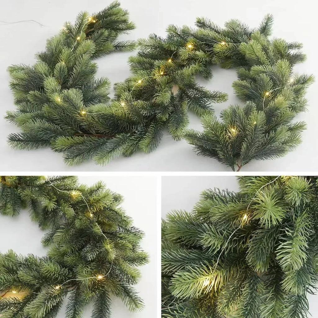 Pre-Lit Christmas Garland with Warm LED Lights for Stairs and Mantels - Image 11
