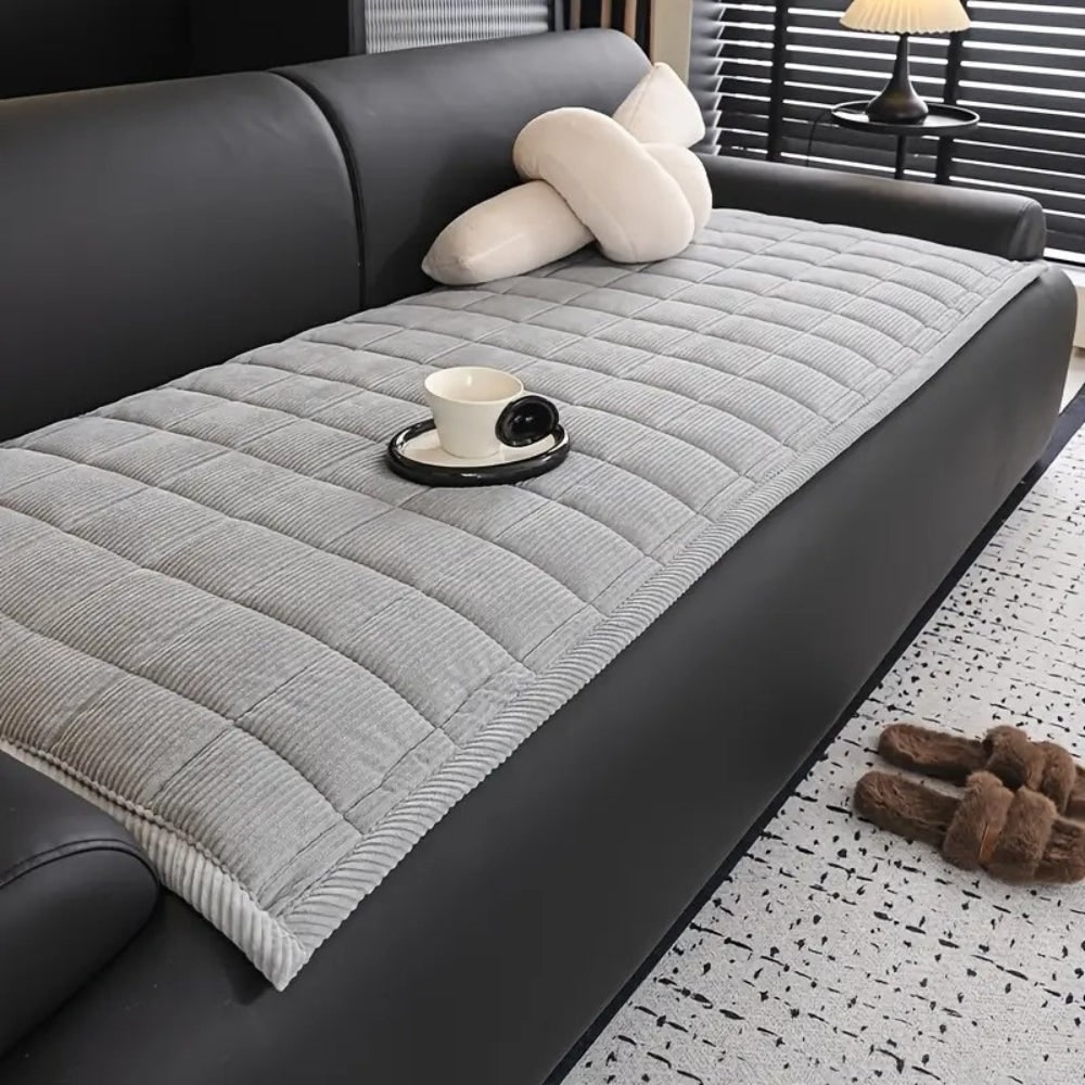 Quilted Corduroy Sofa Couch Cover with Padded Seat Protection - Image 4