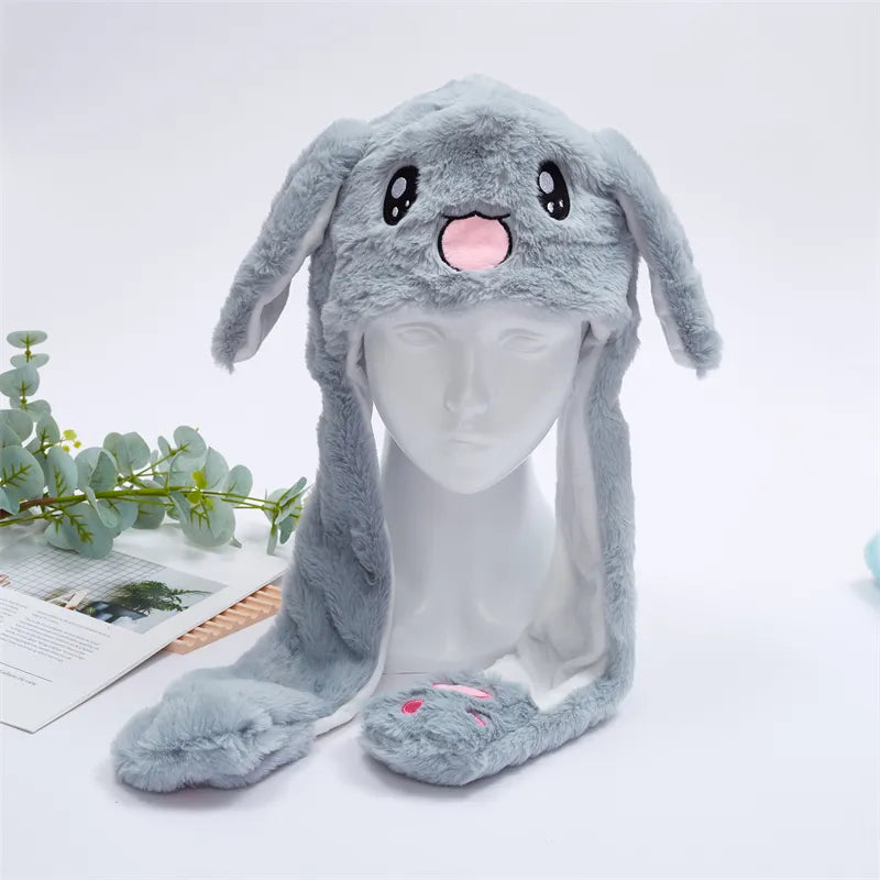 Interaktiver Hasenohrenhut für Kinder und Erwachsene – Niedlicher Plüschhut mit beweglichen Ohren zum Spielen, für Kostüme und als Geschenk
