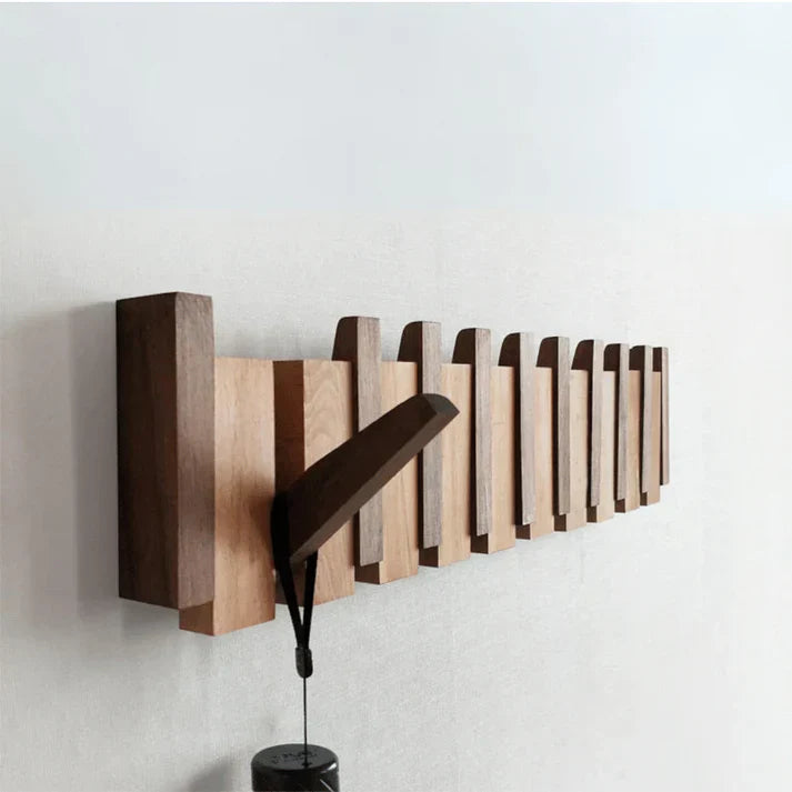 Porte-manteau mural en bois style piano – Patère décorative avec crochets en bois massif | Rangement fonctionnel et décoration artistique pour la maison