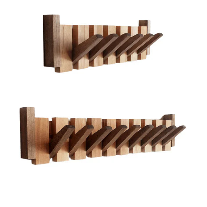 Porte-manteau mural en bois style piano – Patère décorative avec crochets en bois massif | Rangement fonctionnel et décoration artistique pour la maison