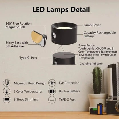 Rechargeable Wall Sconce with 360° Rotation Magnetic Head and Wireless LED Lighting - Image 17