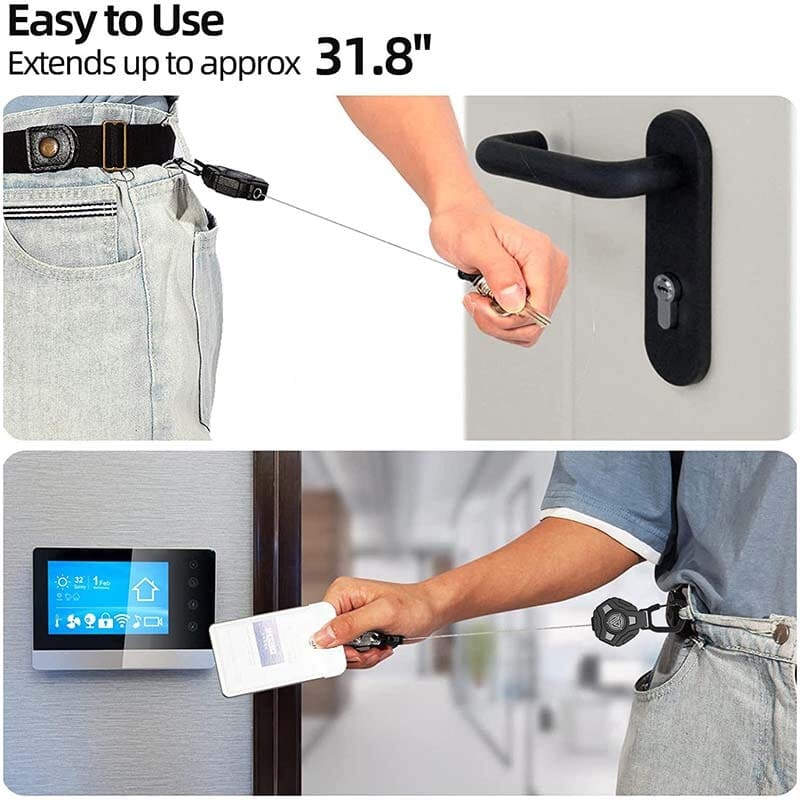Retractable Badge Reel Keychain with Carabiner and Id Card Holder - Image 2