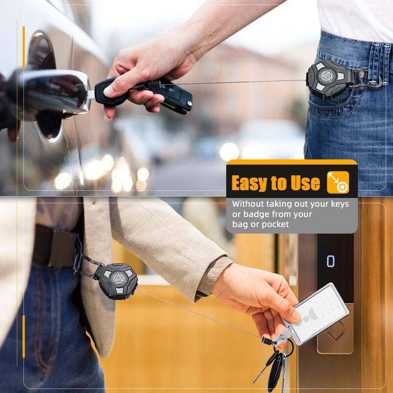 Retractable Badge Reel Keychain with Carabiner and Id Card Holder - Image 6
