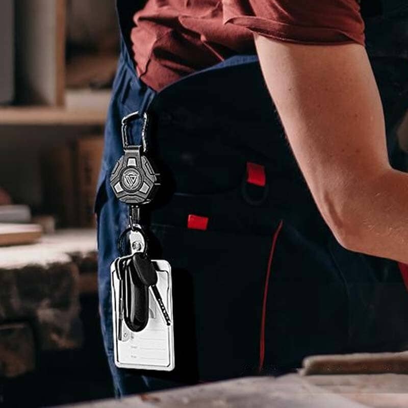 Retractable Badge Reel Keychain with Carabiner and Id Card Holder - Image 8