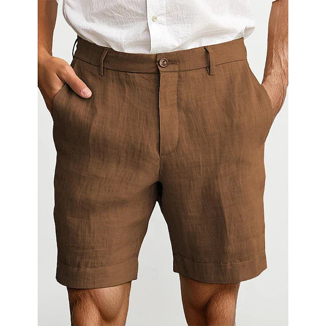 Pantaloncini estivi da uomo effetto lino per look casual – Pantaloncini leggeri da vacanza per viaggi e outfit quotidiani