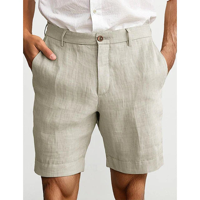 Pantaloncini estivi da uomo effetto lino per look casual – Pantaloncini leggeri da vacanza per viaggi e outfit quotidiani
