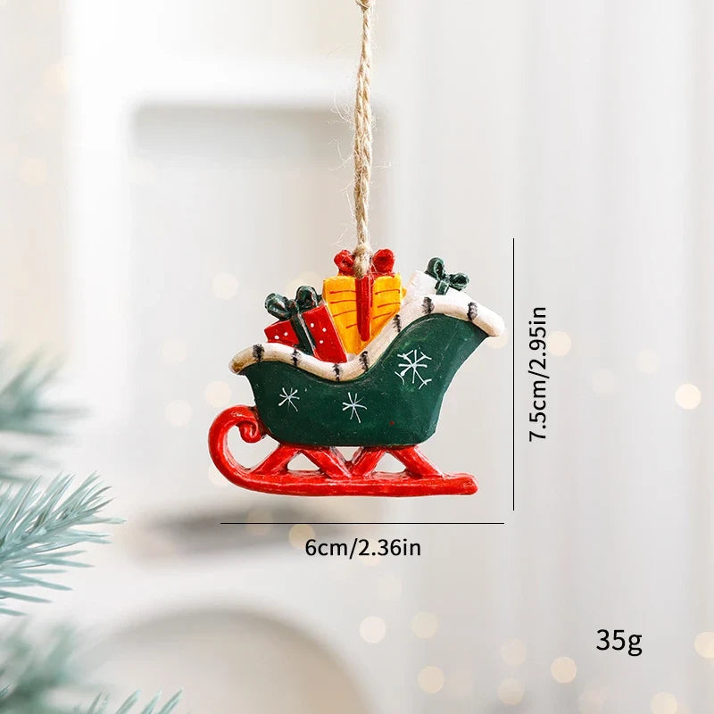 Rustic Resin Christmas Ornament with Hand-Painted Details and Jute String - Image 10