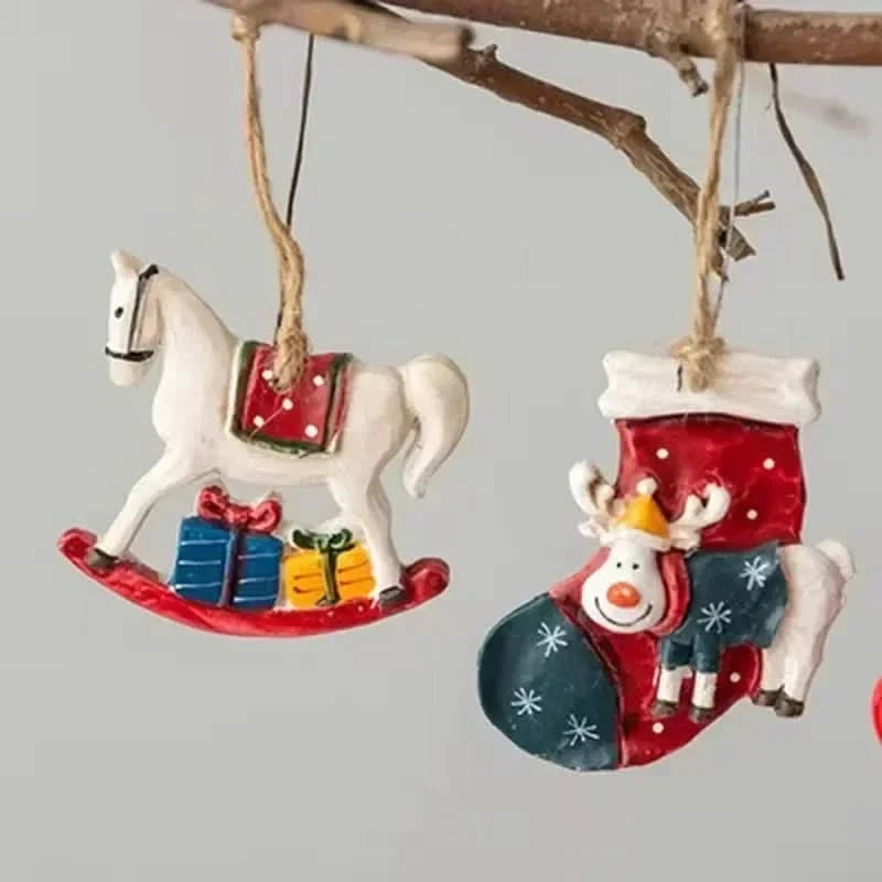 Rustic Resin Christmas Ornament with Hand-Painted Details and Jute String - Image 5