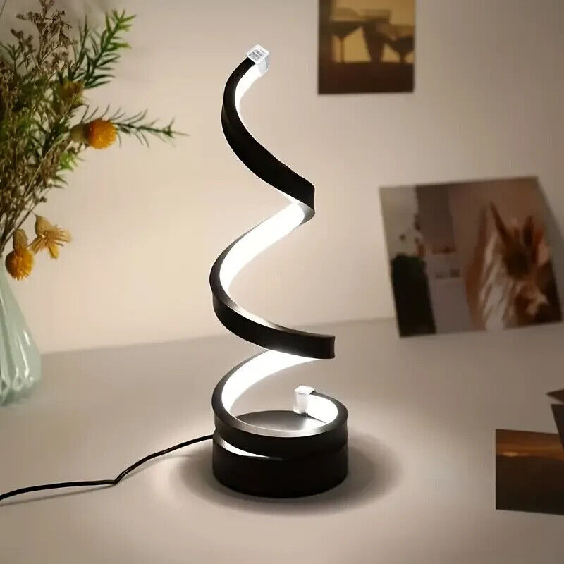 Lampada da tavolo LED a spirale con luminosità regolabile – Illuminazione decorativa moderna per soggiorno, camera da letto e ufficio