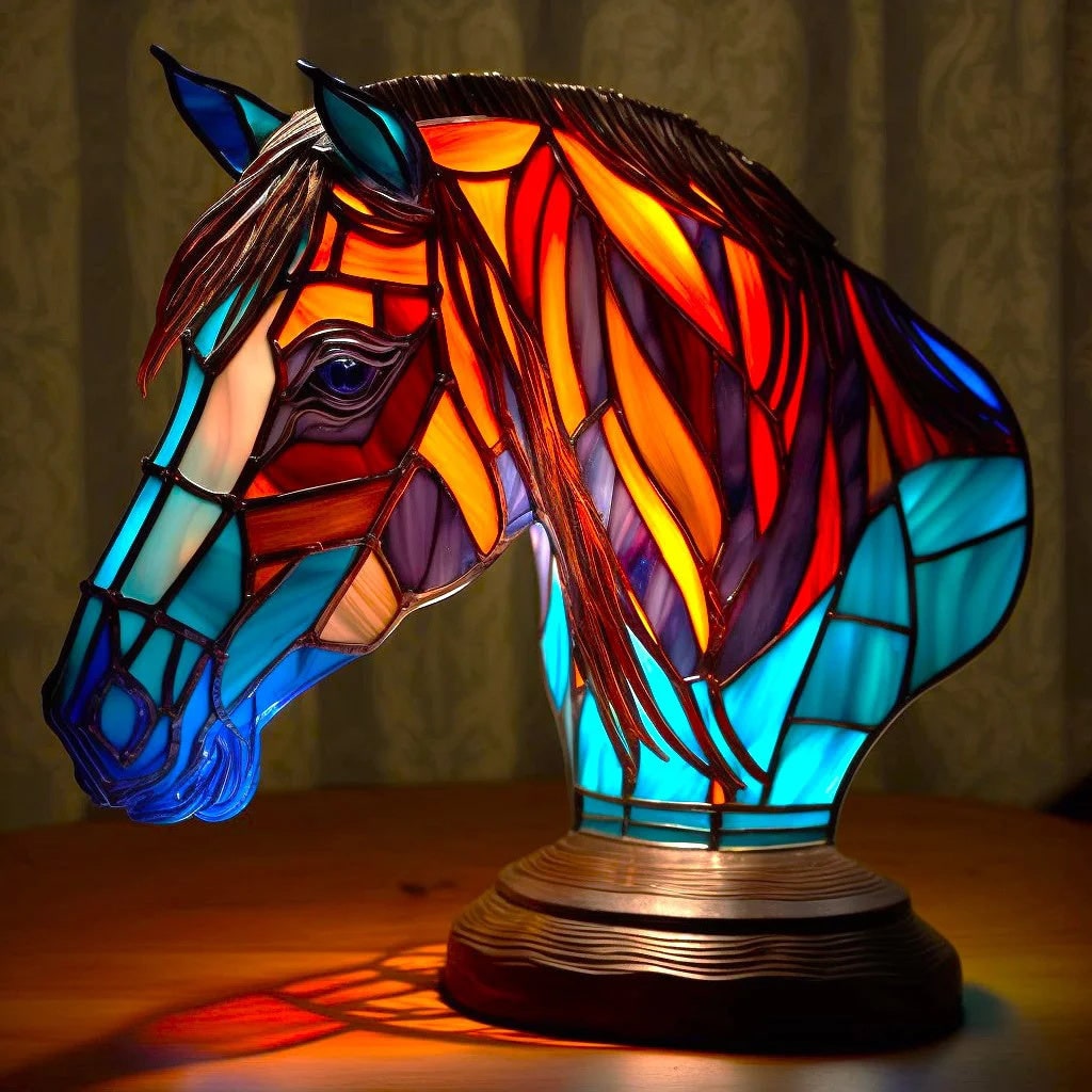 Sculptural Animal Table Lamp Stained Glass Shaped Mosaic Illuminated Gift - Image 10