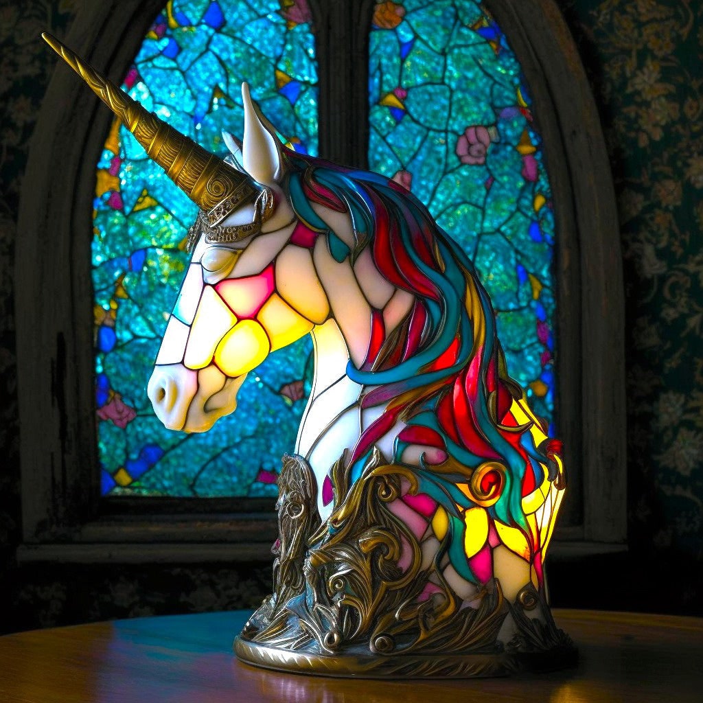 Sculptural Animal Table Lamp Stained Glass Shaped Mosaic Illuminated Gift - Image 15