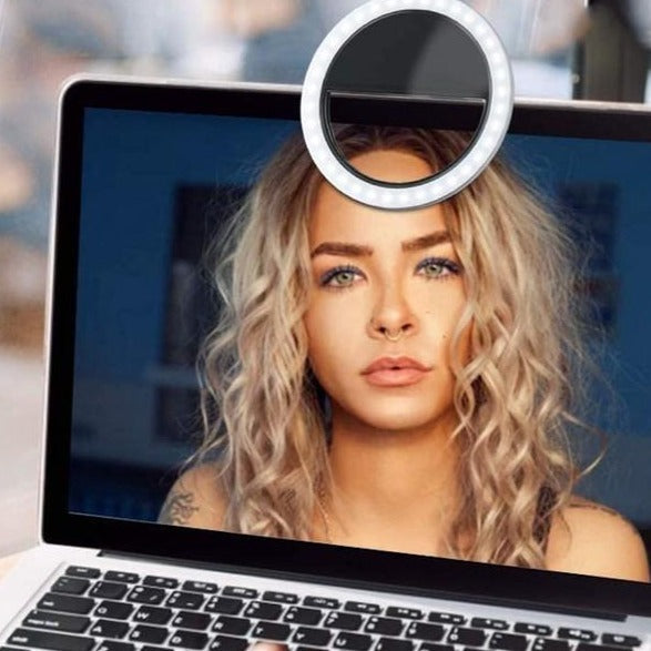 Anneau lumineux selfie portable pour la photographie et la vidéo – Éclairage LED à pince pour la création de contenu, les selfies et les appels vidéo