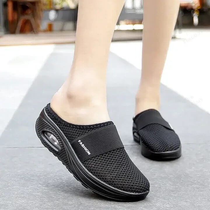 Slip-On Sneakers with Air Cushion Platform Mesh Mule and Non-Slip Sole - Image 3