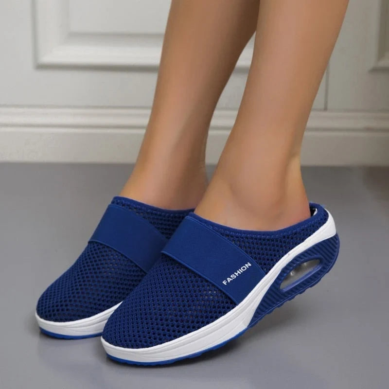 Slip-On Sneakers with Air Cushion Platform Mesh Mule and Non-Slip Sole - Image 5
