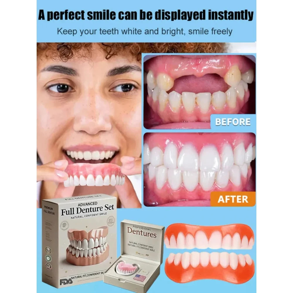 Snap on Veneers with Moldable False Teeth for Upper and Lower Jaw Reusable Cosmetic - Image 3