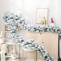 Snow-Flocked Artificial Christmas Garland for Stairs and Fireplace Mantel - Image 1