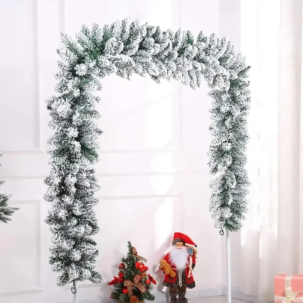 Snow-Flocked Artificial Christmas Garland for Stairs and Fireplace Mantel - Image 2
