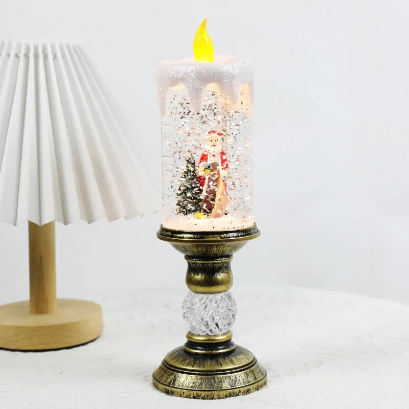 Snow Globe LED Christmas Candle with Battery Operated Light and Glitter Effects - Image 5