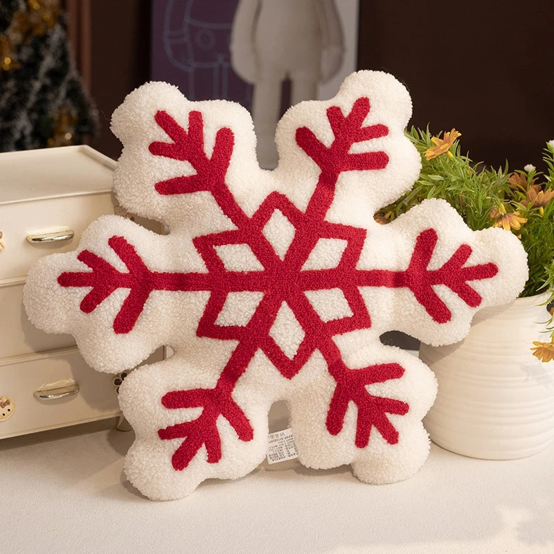 Snowflake Throw Pillow with Plush Sherpa Fabric and Tufted Pattern for Winter Decor - Image 10