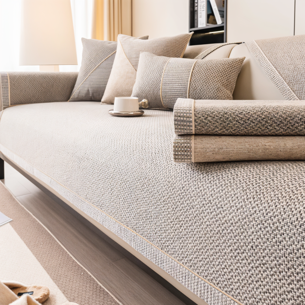 Sofa Couch Cover with Non-Slip Backing and Textured Woven Seat Protector - Image 3