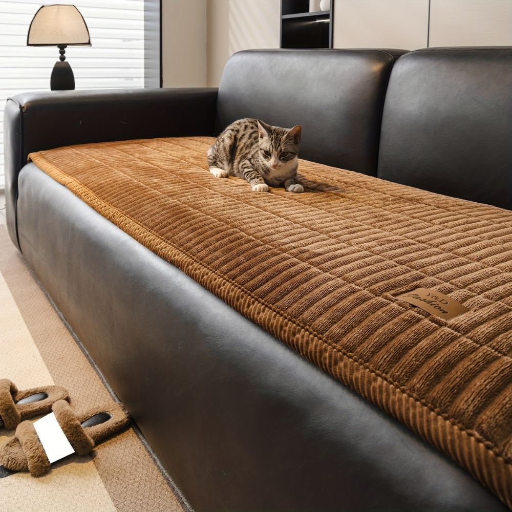 Sofa Cushion Seat Cover Quilted Plush Padded Protector Non Slip Waterproof Microfiber - Image 2