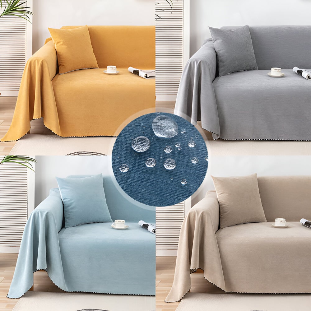 Sofa Throw Blanket Couch Cover Water Resistant Velvet Textured Stitched Edge Waterproof - Image 13