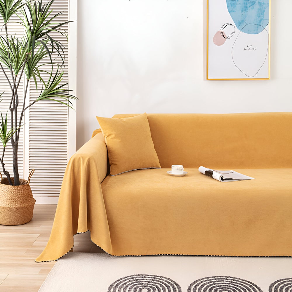 Sofa Throw Blanket Couch Cover Water Resistant Velvet Textured Stitched Edge Waterproof - Image 6