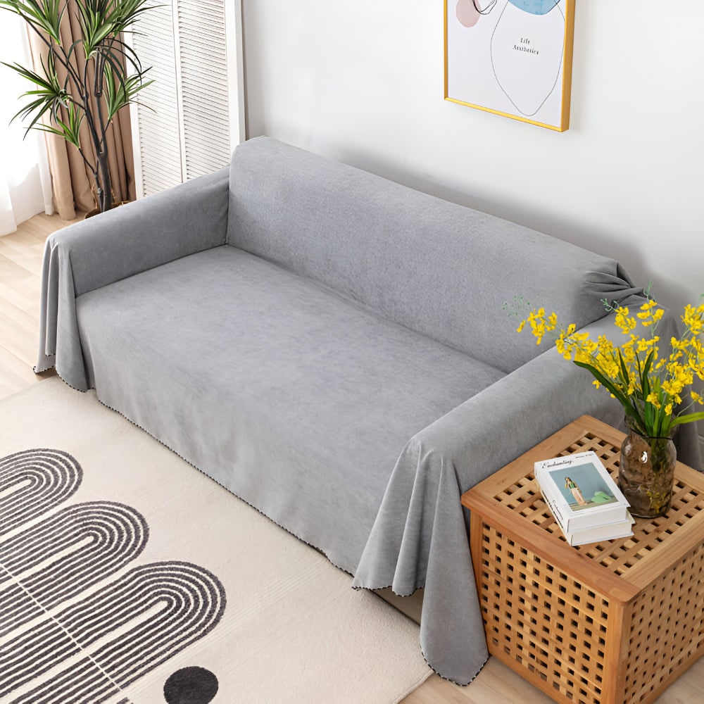 Sofa Throw Blanket Couch Cover Water Resistant Velvet Textured Stitched Edge Waterproof - Image 7